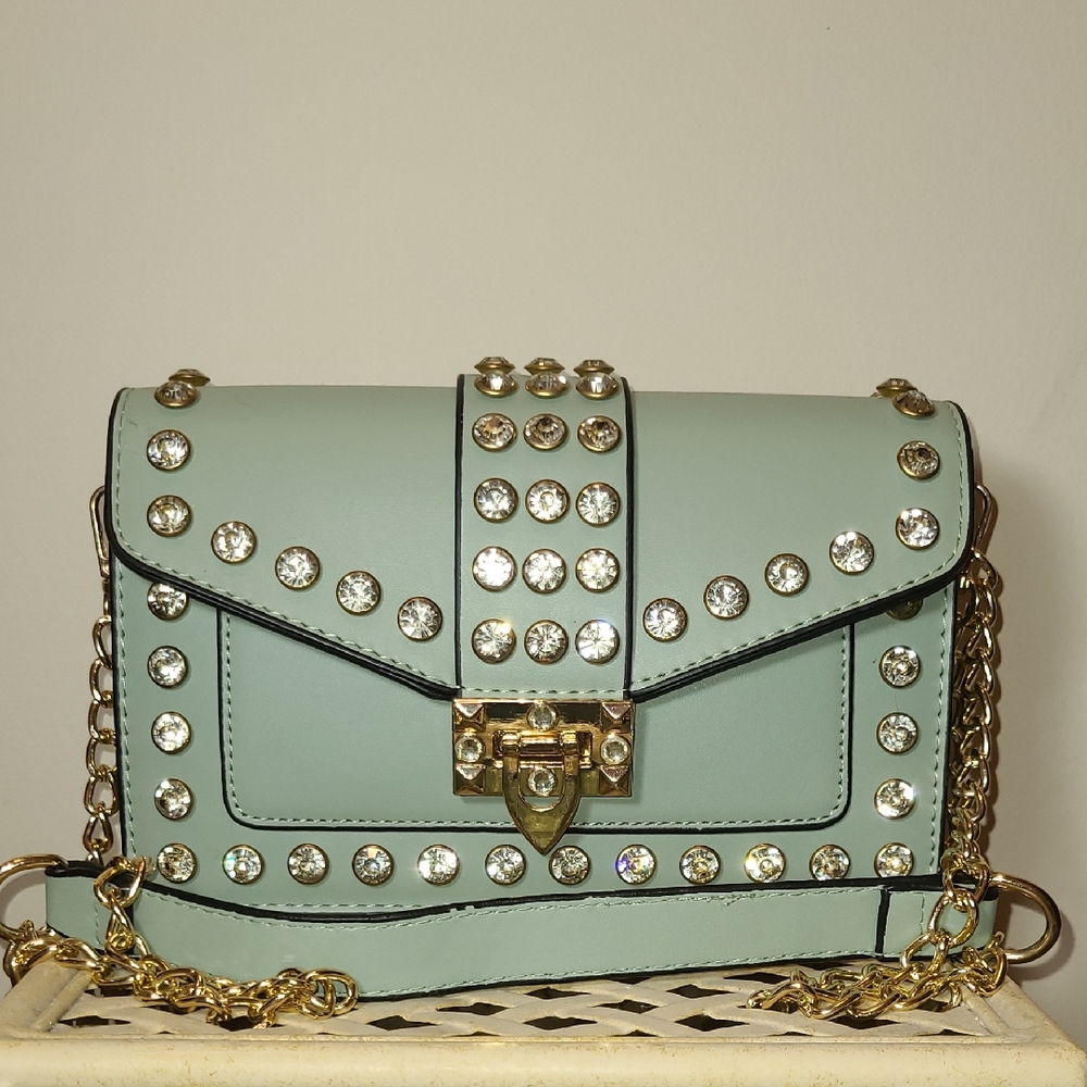 Studded Mint Green Shoulder Bag